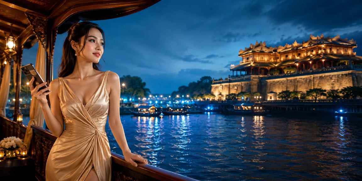Khung cảnh thành phố Huế với người dùng đăng ký tài khoản cá cược trực tuyến